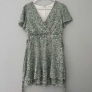 Emerald Sundae Green Asymmetrical Wrap Sundress